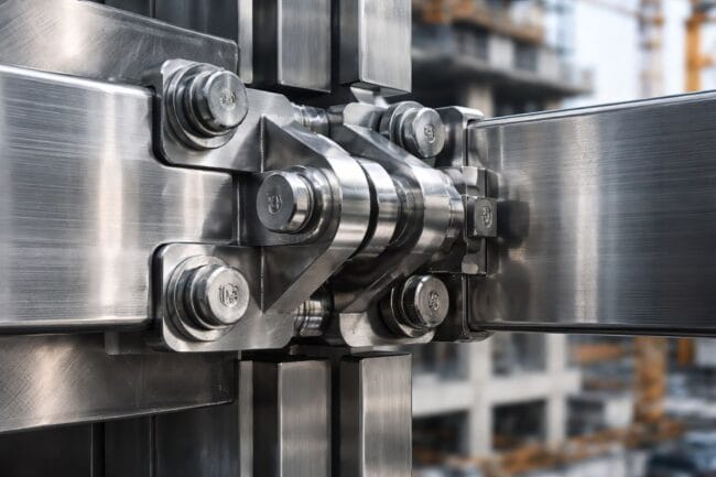 10-Story Building: China’s Incredible 28-Hour Feat — AI-generated image of steel structural joint close-up