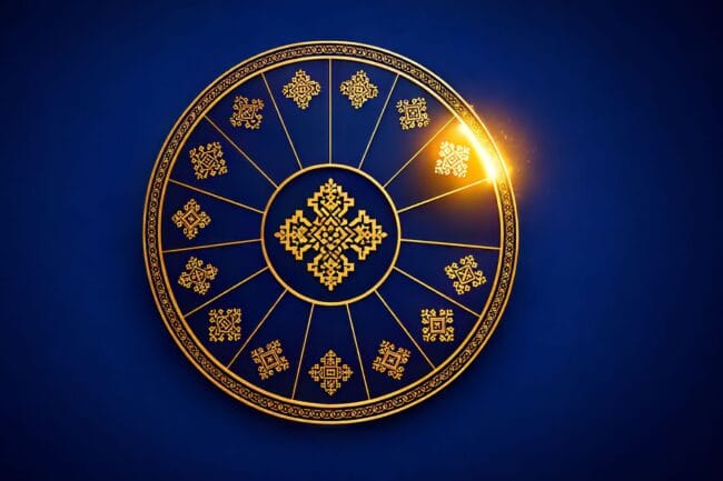 The Stunning Reason Ethiopia is 8 Years Behind the World — AI-generated image of circular diagram with 13 segments and symbols