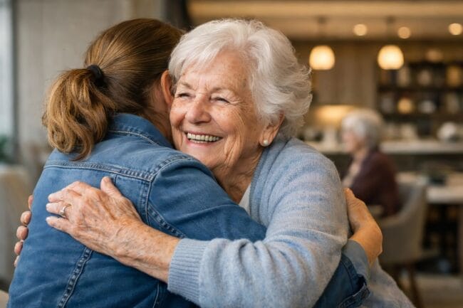 Proven Hugs vs. Illness: Power of Social Support in 2026 — AI-generated image of elderly woman hugging younger woman in cozy indoor setting